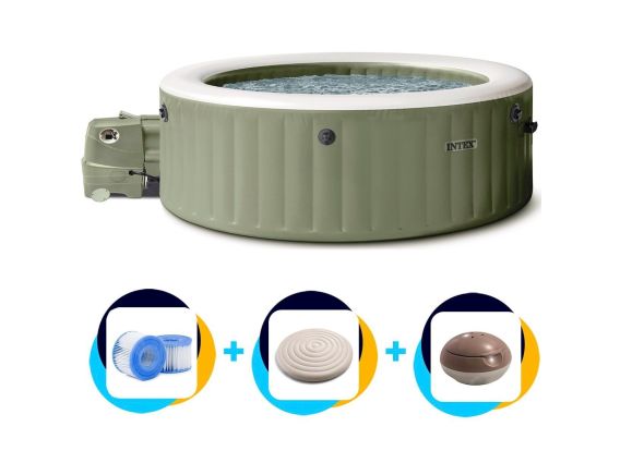 Intex PureSpa Bubble Massage Opblaasbare Spa | 6-persoons | Olijfgroen