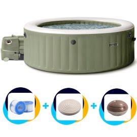 Intex PureSpa Bubble Massage Opblaasbare Spa | 6-persoons | Olijfgroen